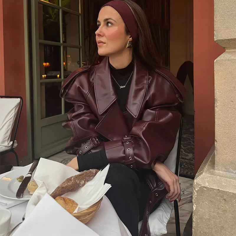 Chic Coat For Women | Leather Jacket Fashion Cropped Tops Streetwear For A Notable Presence In The City