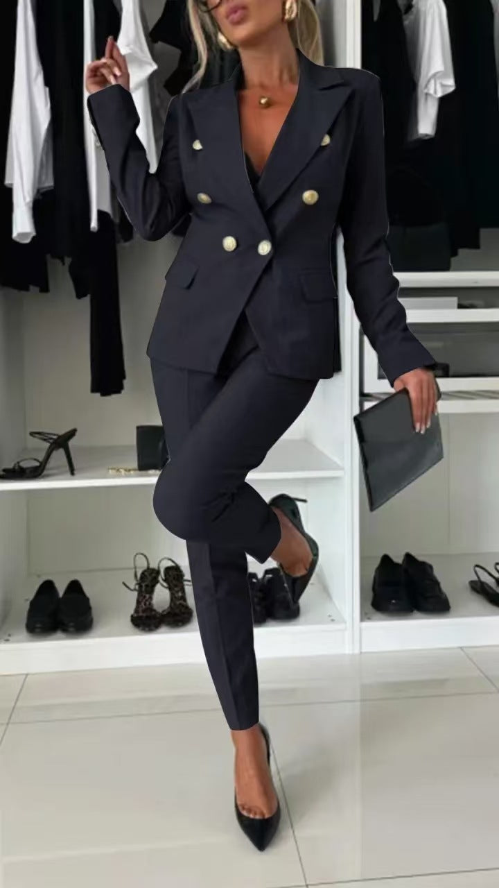 Office Business Set | Casual Suit Lapel Button-down Jacket For Women's
