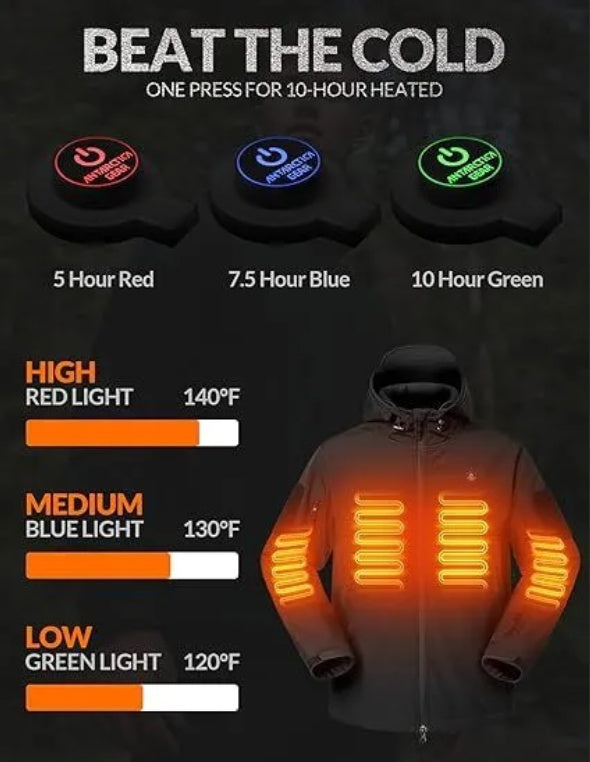 Heated Jacket for Men – Soft Shell Warmth for Any Weather | WATER-RESISTANT SOFT SHELL MATERIAL