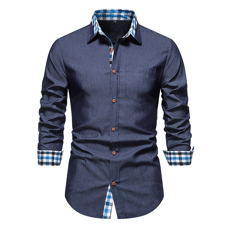 Men's Long Sleeved Shirt | White Black Red Navy Blue