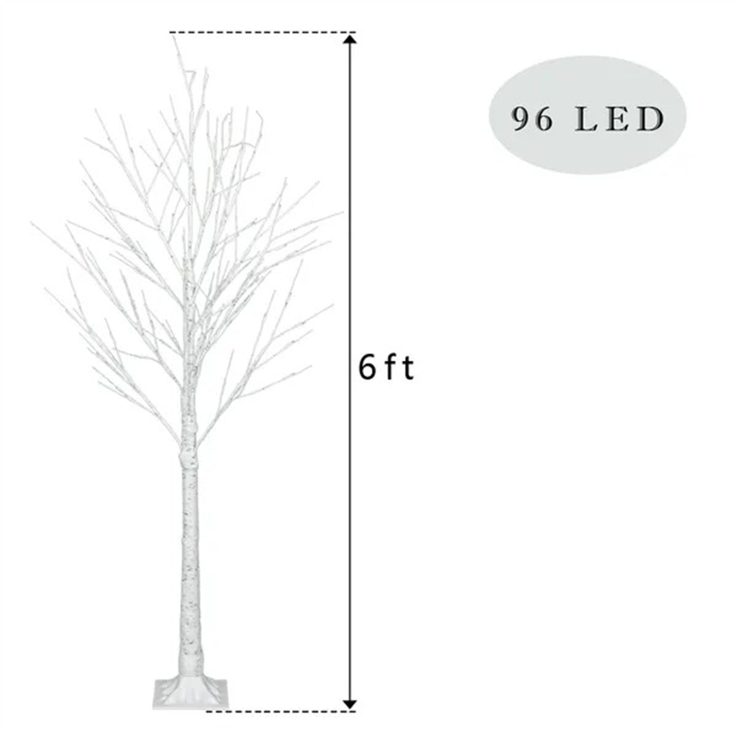 6 Feet 96 LED Lighted Birch Tree For Thanksgiving And Christmas Decor Home