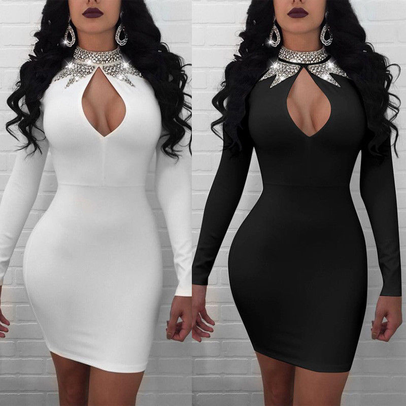 Women’s Long Sleeve Club Dress – Elegant Bodycon Night Out Style