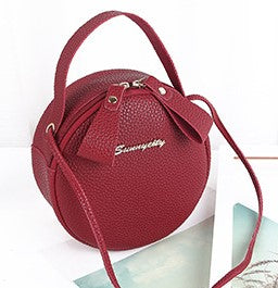 Women’s Round Crossbody Bag – Circular Leather Shoulder Messenger Purse