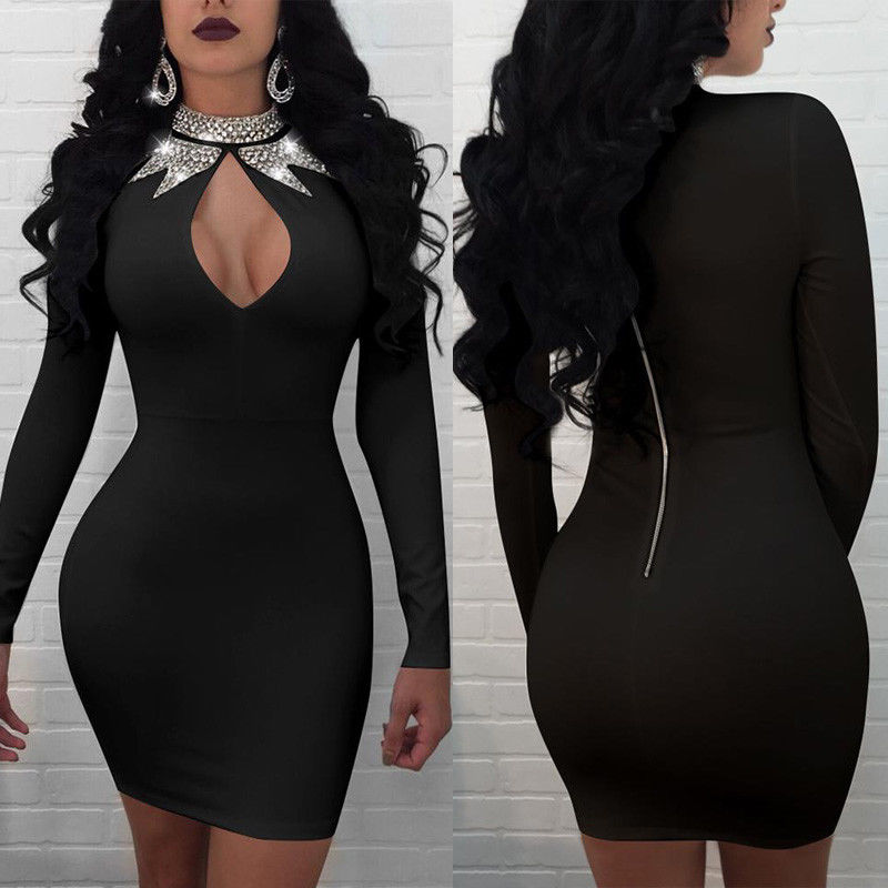 Women’s Long Sleeve Club Dress – Elegant Bodycon Night Out Style
