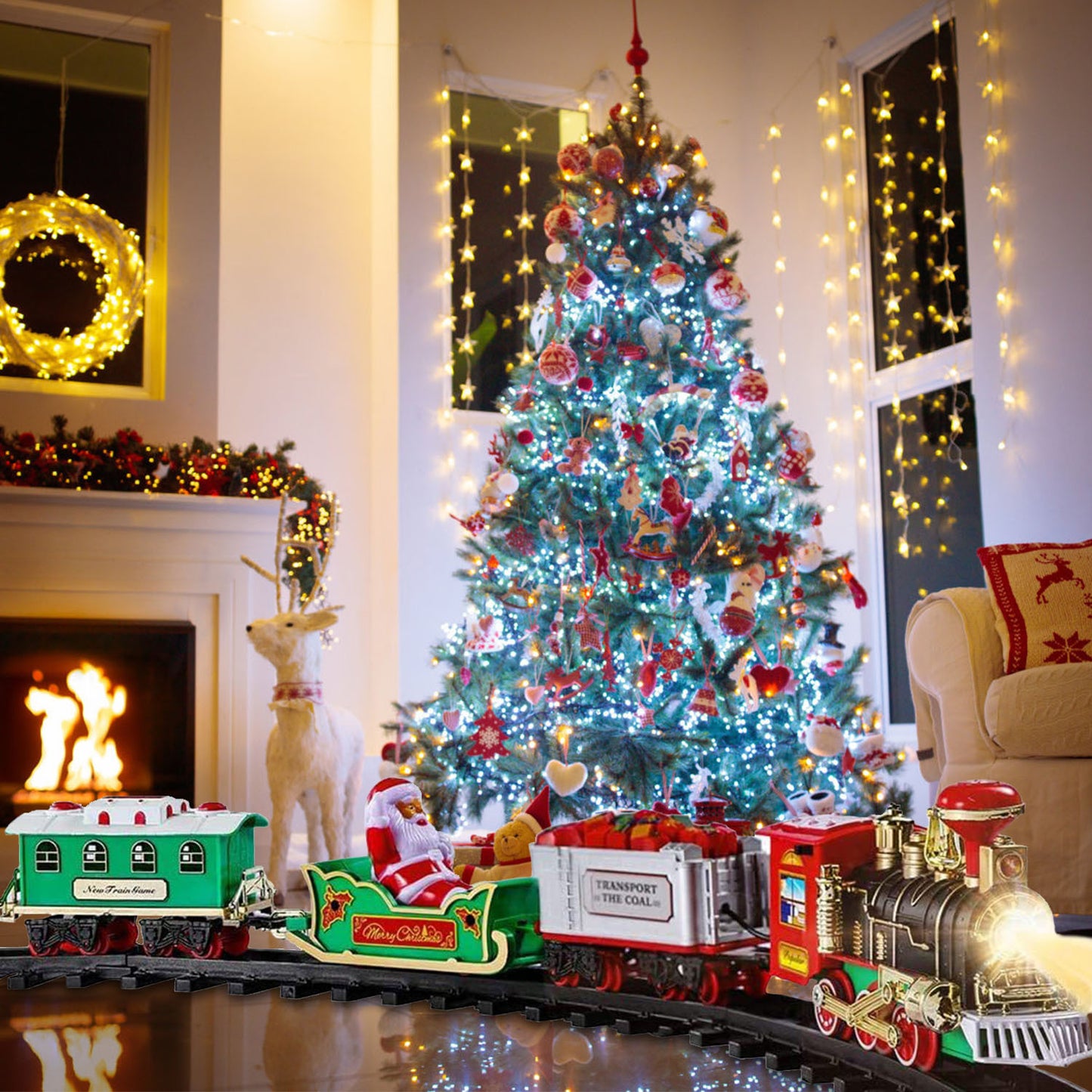 Electric Train Set Kid Toy Xmas Steam
