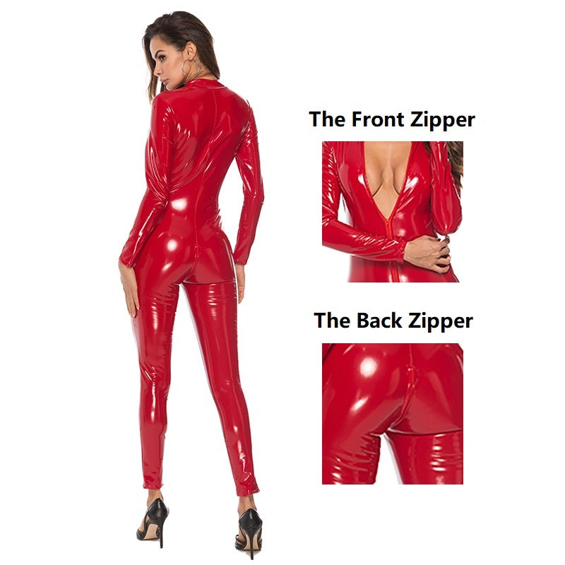 Corset, Mirrored One-piece Leather Jacket,  Zipper Pants.