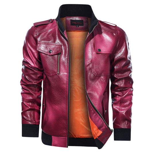 Men s Leather Jacket Motorcycle Jacket | Casual Coat