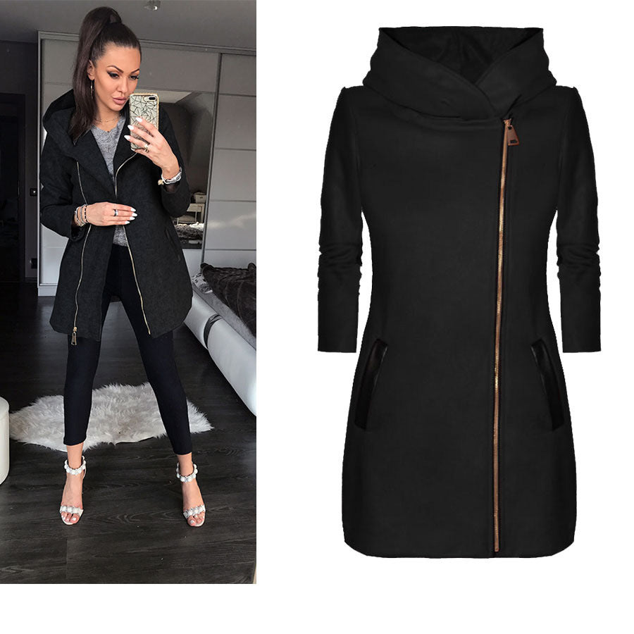 Women's Fashion Side Zipper Fleece Coat | Plus Hooded Blazer For Ladies