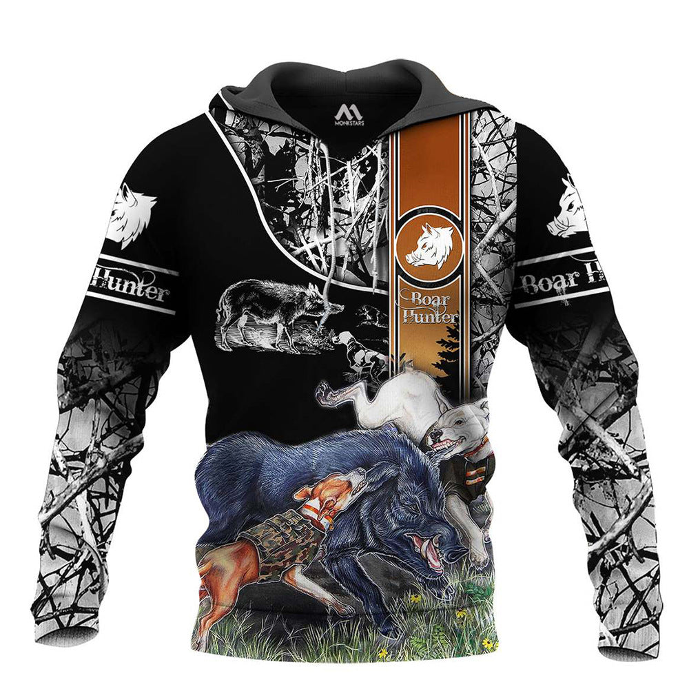 Boar Fighting Pig Series Oversized Hooded Pullover 🐗💥