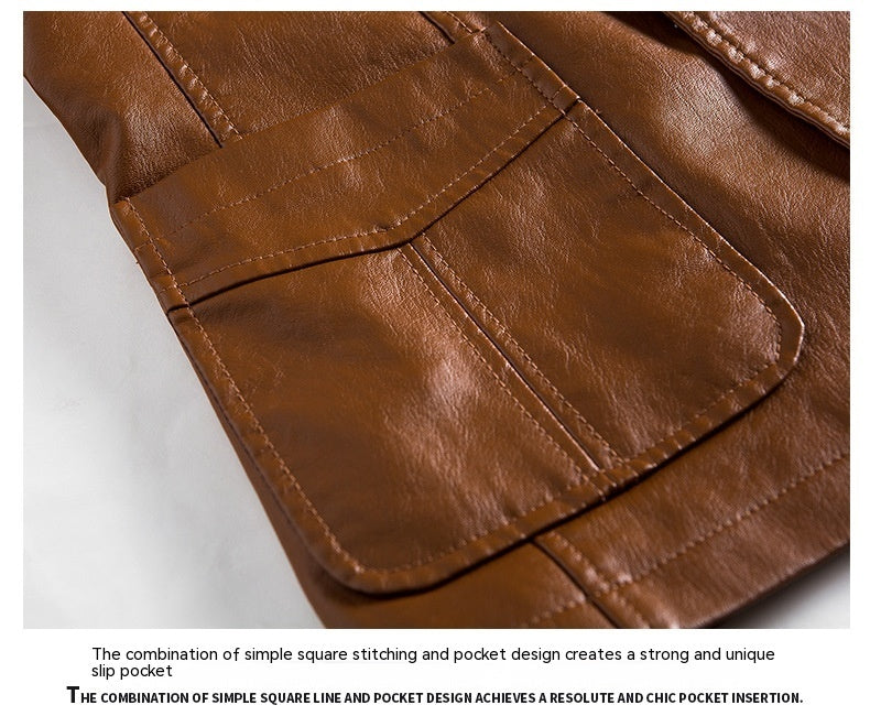 Stylish and casual PU leather jacket for men