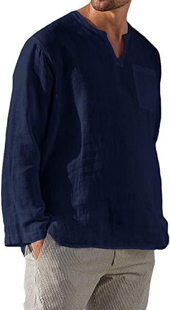 Men's Stylish Acetate Fibre Long Sleeve V-neck Shirt