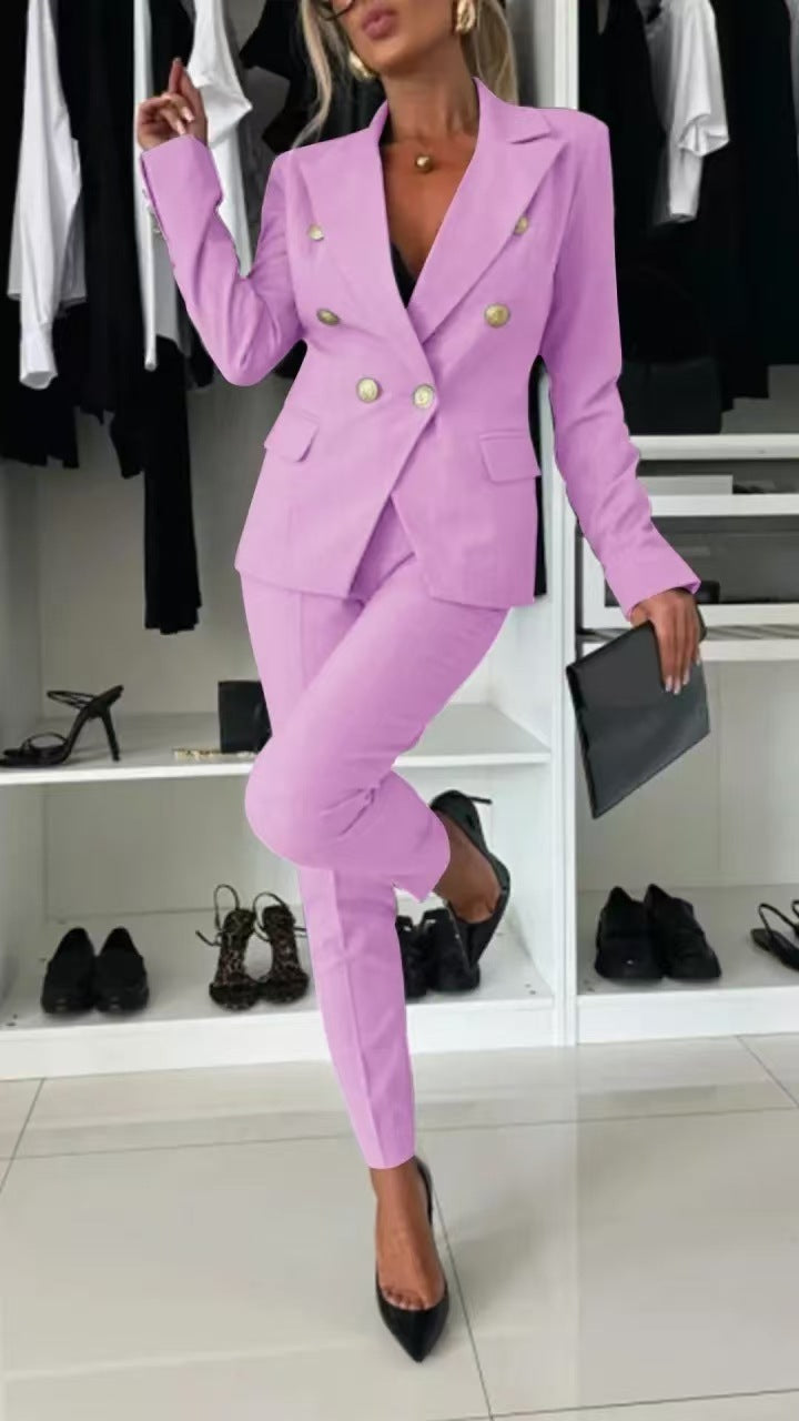 Office Business Set | Casual Suit Lapel Button-down Jacket For Women's