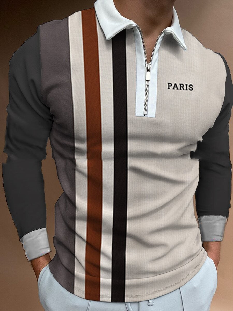 Men’s Casual Lapel Pullover – Digital Print Modern Style
