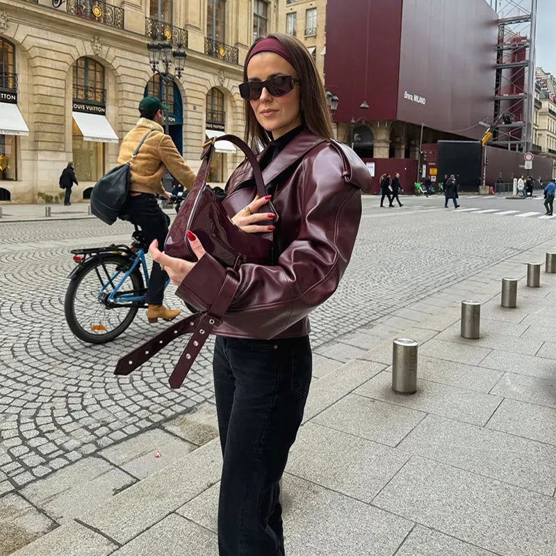 Chic Coat For Women |  Leather Jacket Fashion Cropped Tops Streetwear For A Notable Presence In The City