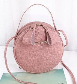 Women’s Round Crossbody Bag – Circular Leather Shoulder Messenger Purse