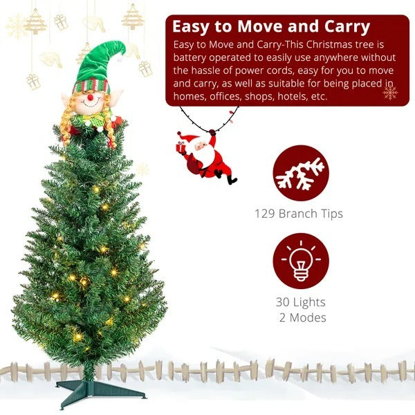 Christmas Tree Green With Santa Claus Decoration | 3ft 129 Branches