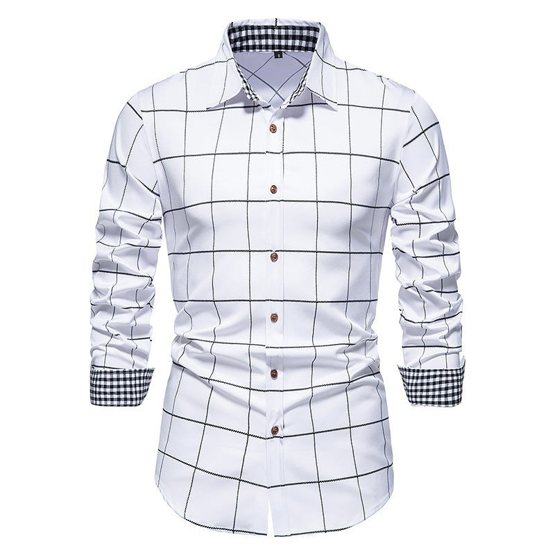 Men's Long Sleeved Shirt | White Black Red Navy Blue