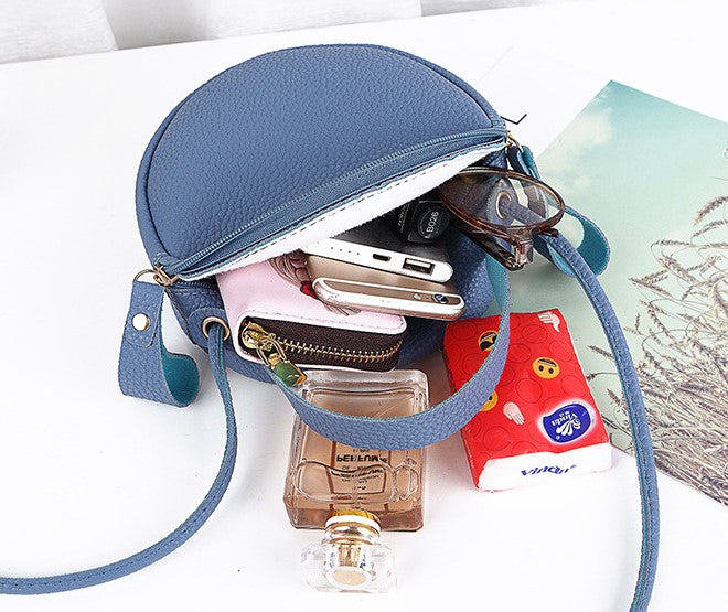 Women’s Round Crossbody Bag – Circular Leather Shoulder Messenger Purse