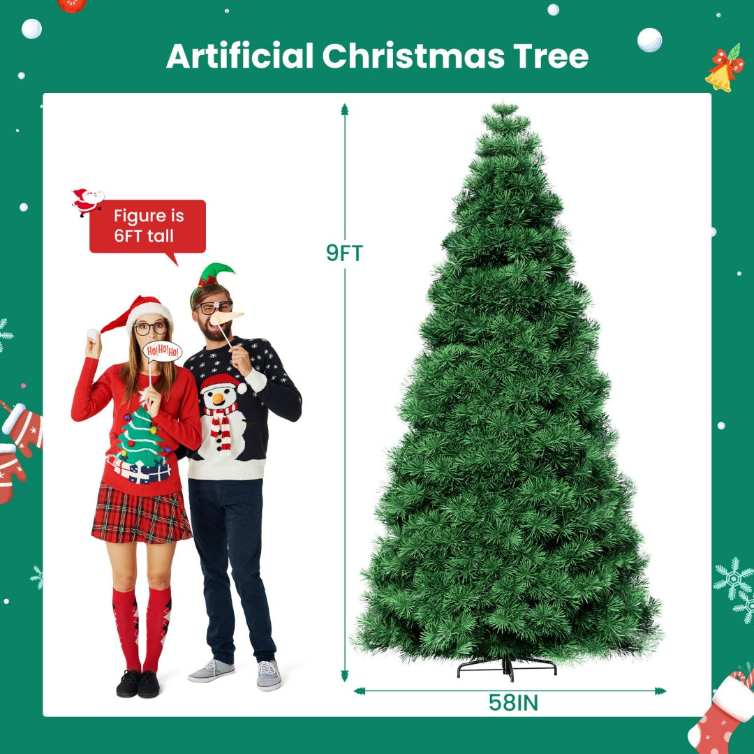 Artificial Christmas Tree, Prelighted Green Artificial Hinged Spruce Xmas Tree With 120 Incandescent Lights