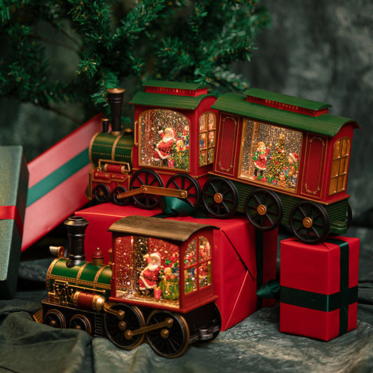 Christmas Santa Claus Train Snow Music Box
