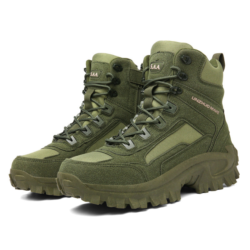 Men's Combat High-top Black Boots For Training Combat And Hiking