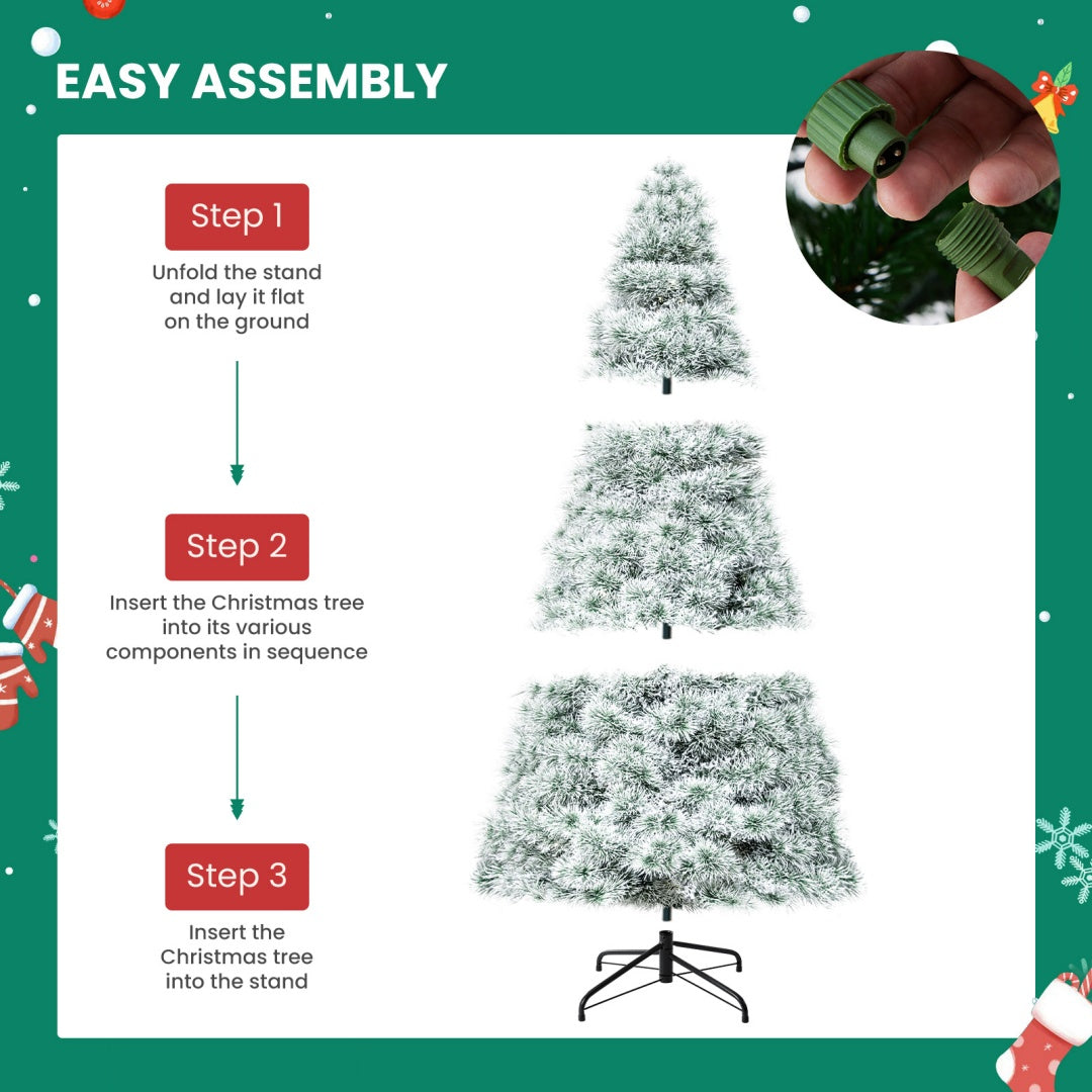 Artificial Christmas Tree, Prelighted Green Artificial Hinged Spruce Xmas Tree With 120 Incandescent Lights
