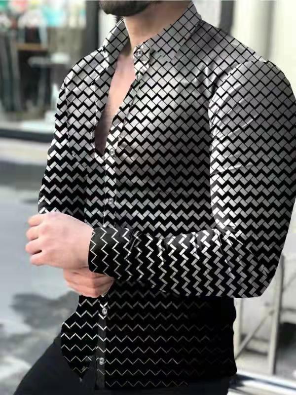 Youth Long Sleeve Shirt Casual Slim Fit Men European & American Fashion