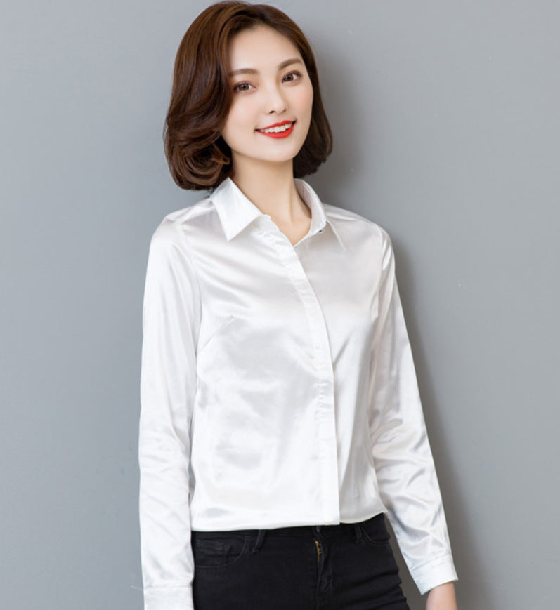 Simulated Silk Long-sleeved Shirt Fashion Casual Business Wear