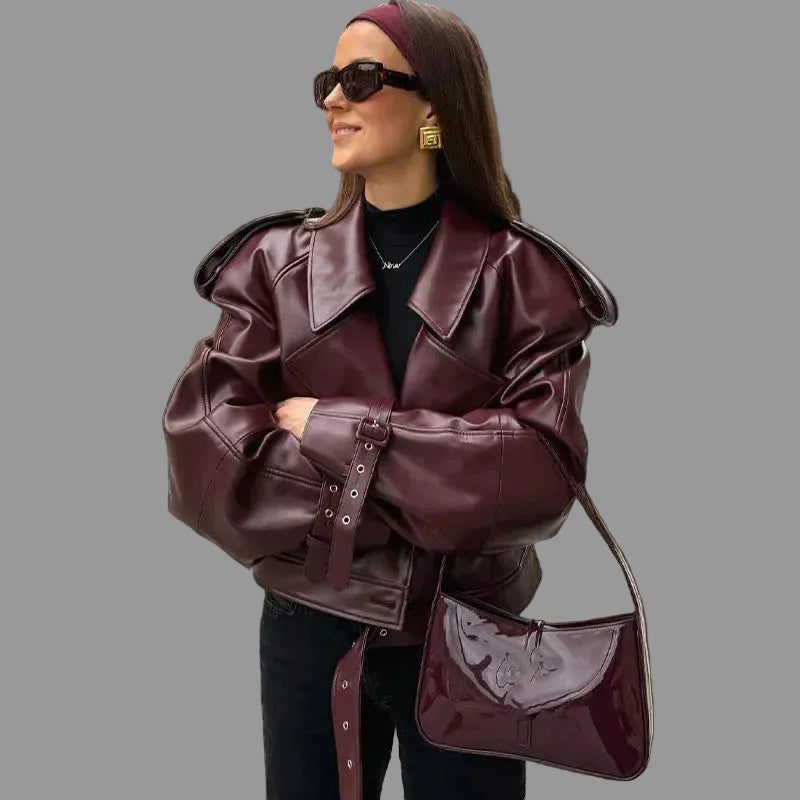 Chic Coat For Women |  Leather Jacket Fashion Cropped Tops Streetwear For A Notable Presence In The City
