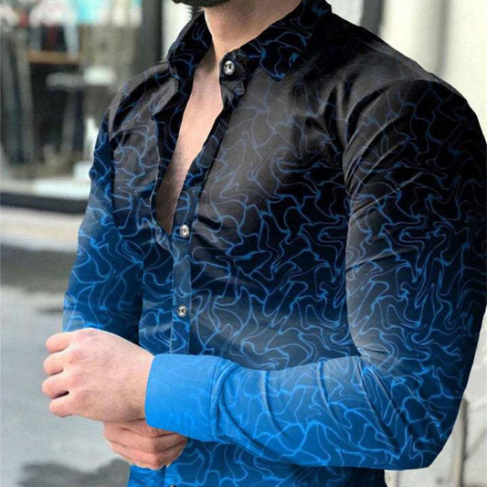 Youth Long Sleeve Shirt Casual Slim Fit Men European & American Fashion