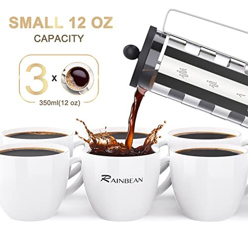French Press Cafetiere 4 Cups, Stainless Steel Body Shell Coffee Maker- Heat Resistant - Stainless Steel Filter - To Start the Day and End the Afternoon