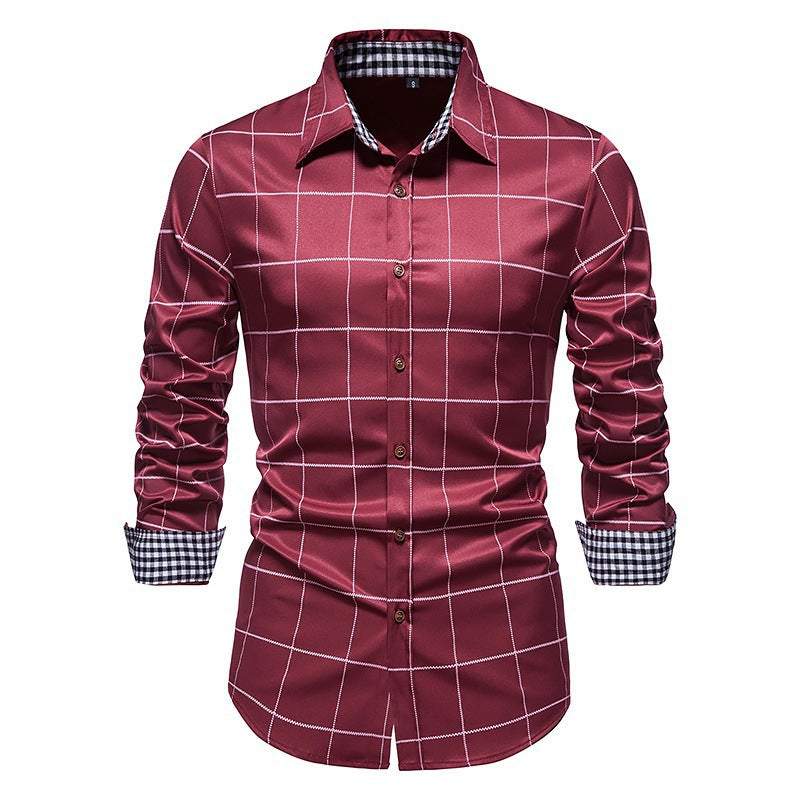 Men's Long Sleeved Shirt | White Black Red Navy Blue