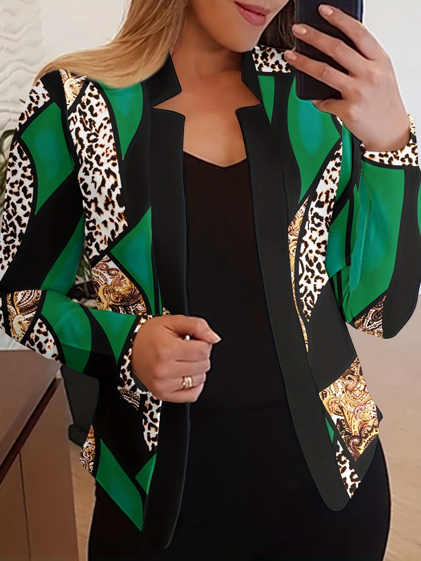 Women Stand Collar Long Sleeve Suit Small Coat For Office