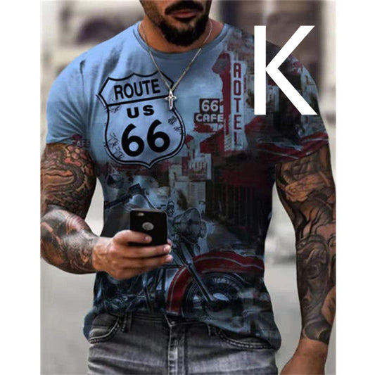 Men's T-shirt Car Highway Motorcycle Hip Hop For Summer