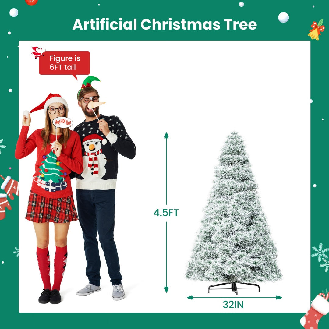 Artificial Christmas Tree, Prelighted Green Artificial Hinged Spruce Xmas Tree With 120 Incandescent Lights