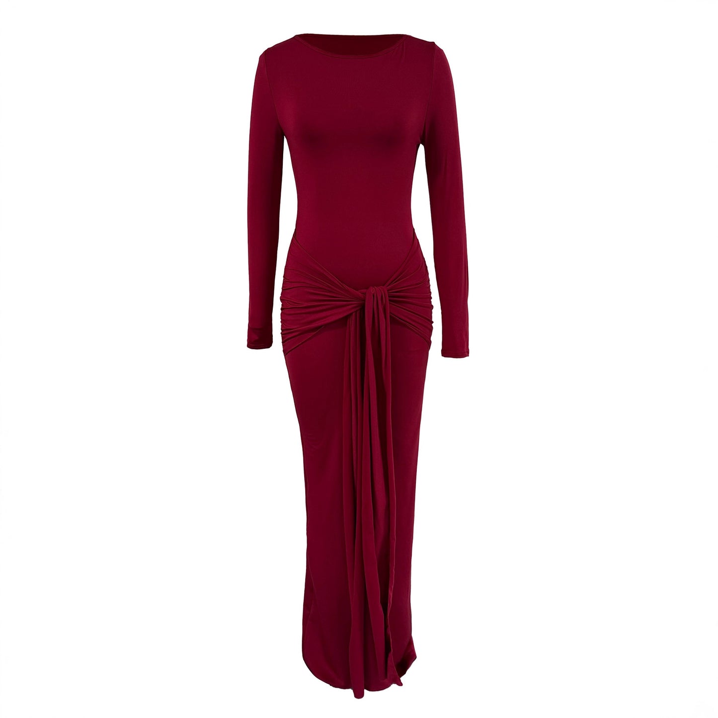 Women’s Long Sleeve Sheath Dress – Body-Hugging Crew Neck Fashion Dress