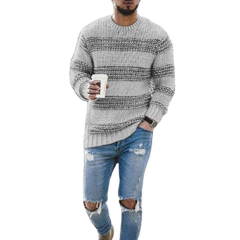Casual Striped Knitted Round Neck Pullover Sweater 🧶🦓