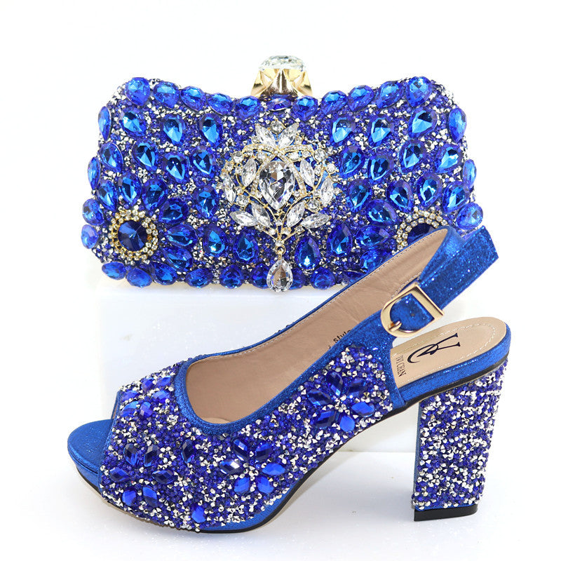 Women's Formal Heel Sandals For Night Club | Bag With Rhinestone Shoes.