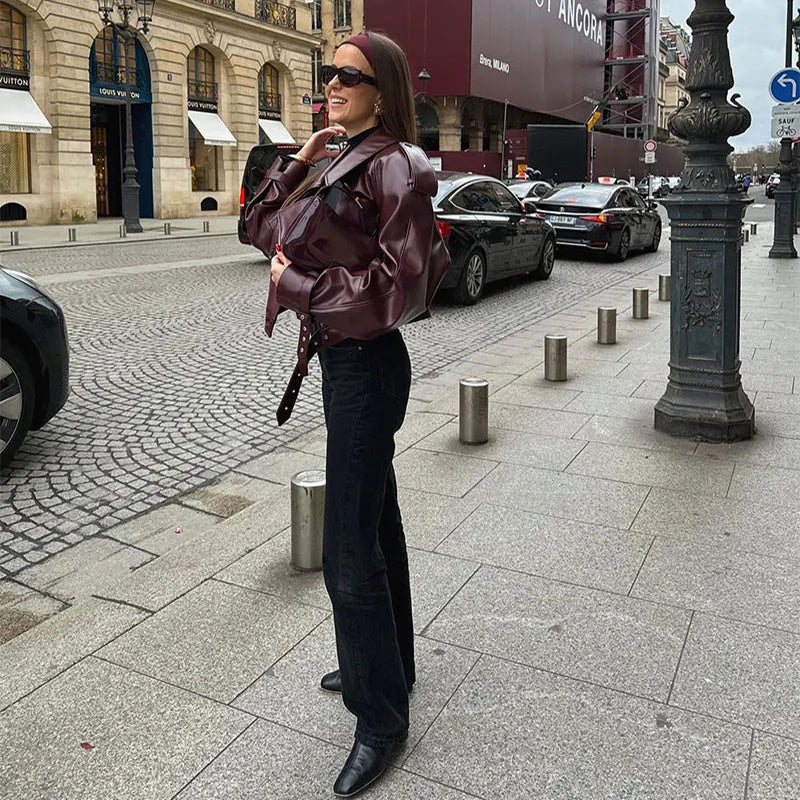 Chic Coat For Women |  Leather Jacket Fashion Cropped Tops Streetwear For A Notable Presence In The City