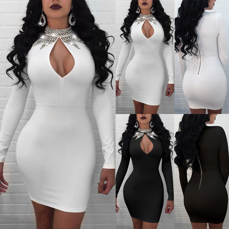 Women’s Long Sleeve Club Dress – Elegant Bodycon Night Out Style