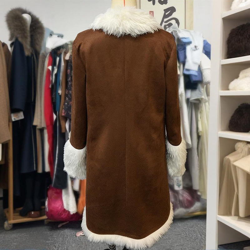 Vintage Coat Women |  Long Plush Coat With Fur Collar