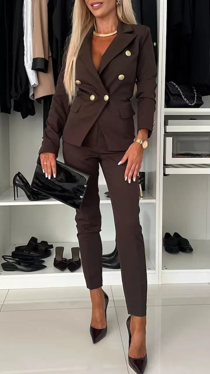 Office Business Set | Casual Suit Lapel Button-down Jacket For Women's