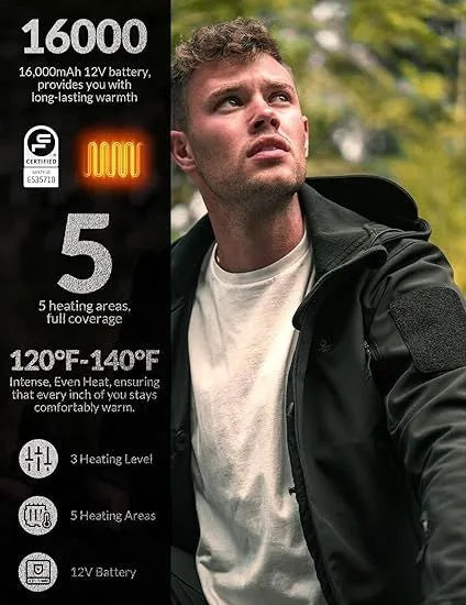 Heated Jacket for Men – Soft Shell Warmth for Any Weather | WATER-RESISTANT SOFT SHELL MATERIAL