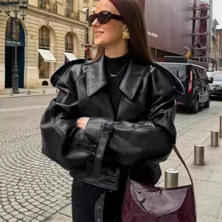 Chic Coat For Women |  Leather Jacket Fashion Cropped Tops Streetwear For A Notable Presence In The City