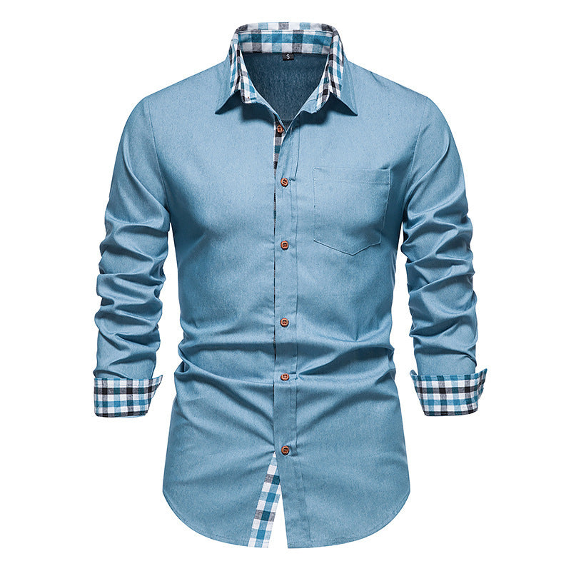 Men's Long Sleeved Shirt | White Black Red Navy Blue