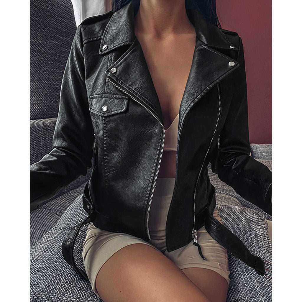 Stylish Leather Jacket For Women | Short PU Leather Motorcycle Coat