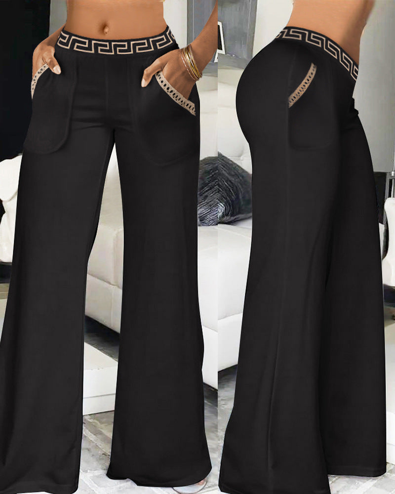 Women’s High-Waist Wide-Leg Pants – Ribbon Tie Elegant Trousers
