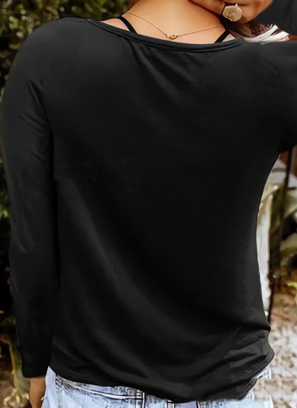Women's Black Casual Long-sleeved Top