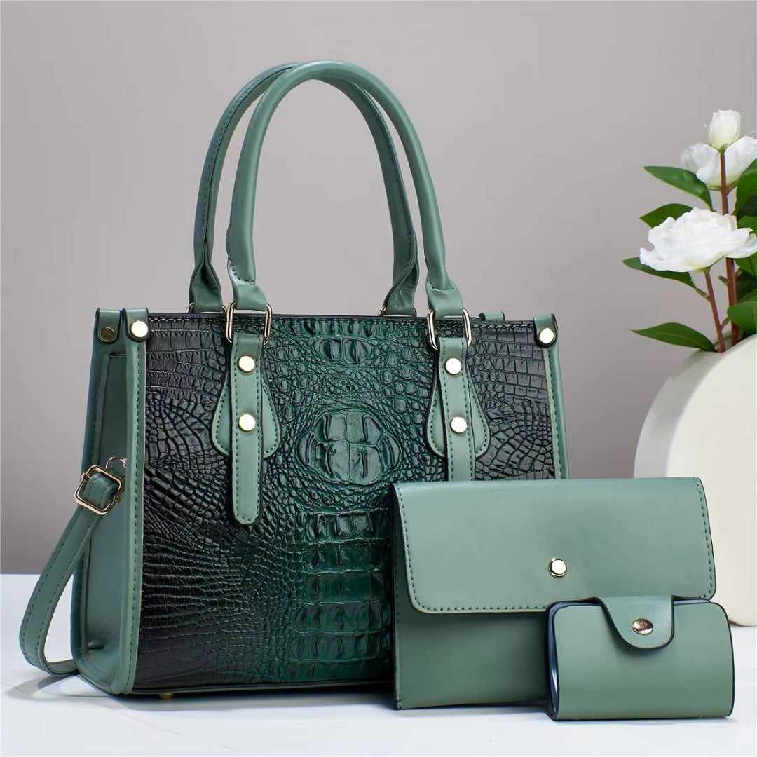 Women’s Contrast Color Three-Piece Set – Minimalist Textured Outfit