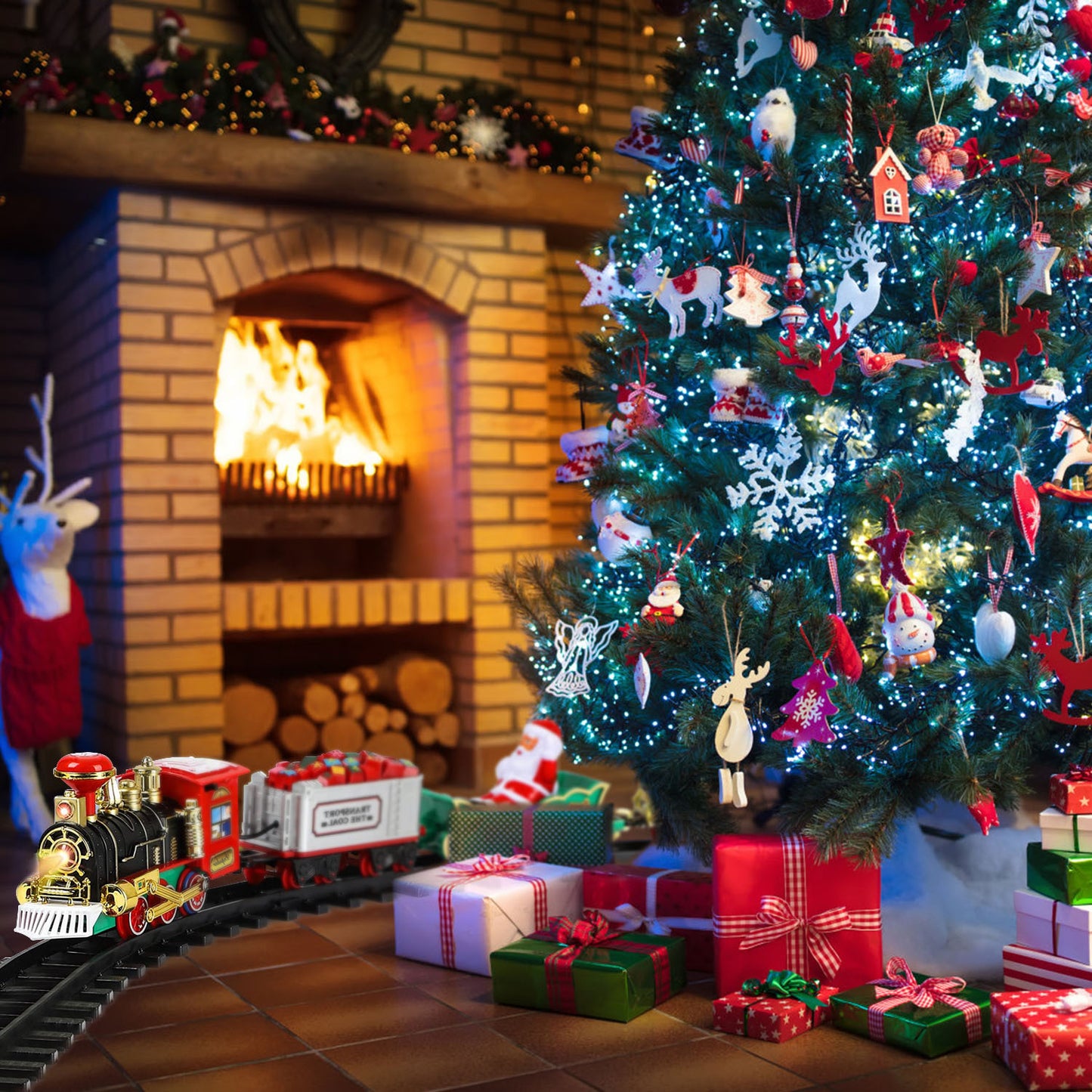 Electric Train Set Kid Toy Xmas Steam